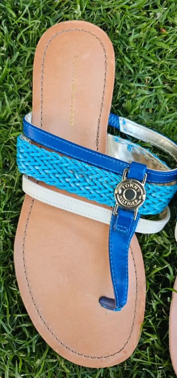 🏖 Tommy Hilfiger Zehentrenner Sandalen Gr. 38,5 Neu Maritime Summer Vibes 💙