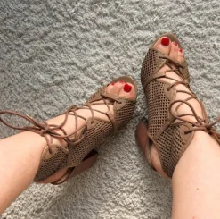 ALDO Lace-Up Heels Sandalen | Cut-Out Sandaletten Braun