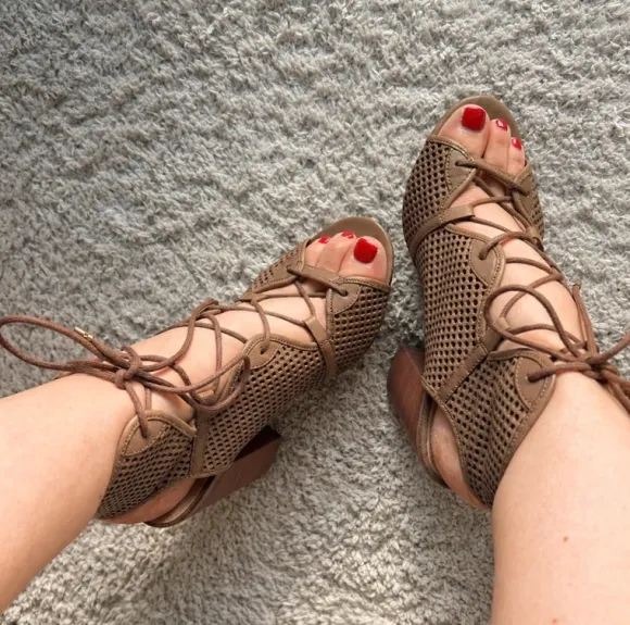 ALDO Lace-Up Heels Sandalen | Cut-Out Sandaletten Braun