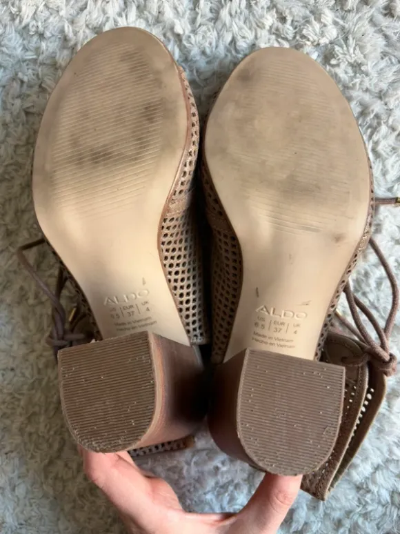 ALDO Lace-Up Heels Sandalen | Cut-Out Sandaletten Braun