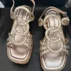 Alma en pena Sandalen Plateau Glitzer Gold Rose 38