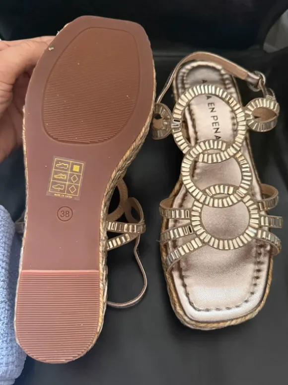 Alma en pena Sandalen Plateau Glitzer Gold Rose 38