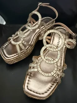 Alma en pena Sandalen Plateau Glitzer Gold Rose 38