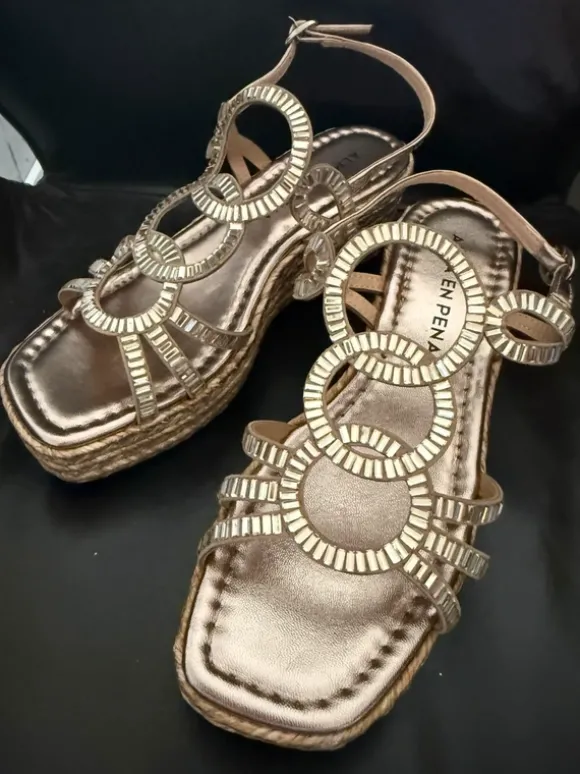 Alma en pena Sandalen Plateau Glitzer Gold Rose 38