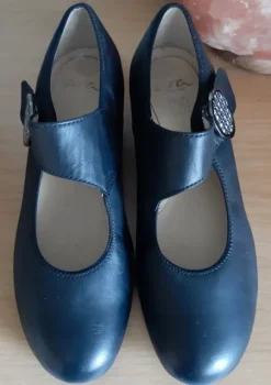 ARA - elegante Spangenpumps, Schwarz, silbrige Deko-Spange, Absatz Gr. 5,5 (=38)
