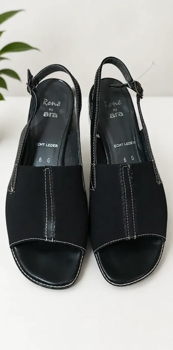 Ara René Damen-Sandalen Schwarz Echtleder Gr. 39 (UK 6) wie neu