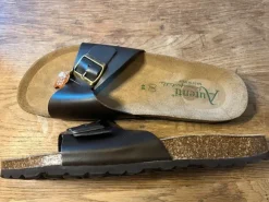 Autenti slippers leer leren voetbed maat 44 donkerbruin