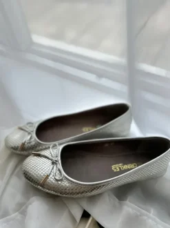 Ballerina 100% leren zilver metallic vintage Japan style ongedragen