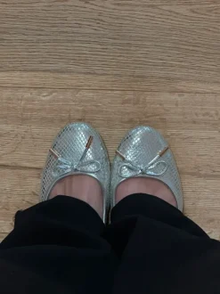 Ballerina 100% leren zilver metallic vintage Japan style ongedragen