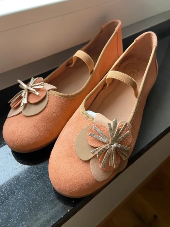 Ballerinas Damen Größe 40 NEU Leder orange Heine Halbschuhe Sommerschuhe bequem