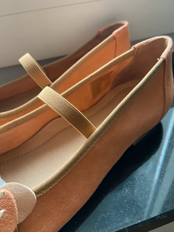 Ballerinas Damen Größe 40 NEU Leder orange Heine Halbschuhe Sommerschuhe bequem
