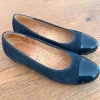 Ballerinas Gr. 6 39 Dunkelblau mit Lackkappe Schwarz Pumps