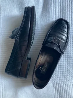 Bally vintage croc embossed loafers 38