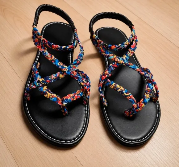 Bohobraids Sandalen geflochtene Muster Größe 40