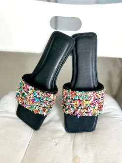 Boutique Pantolette mit Perlen und Strass