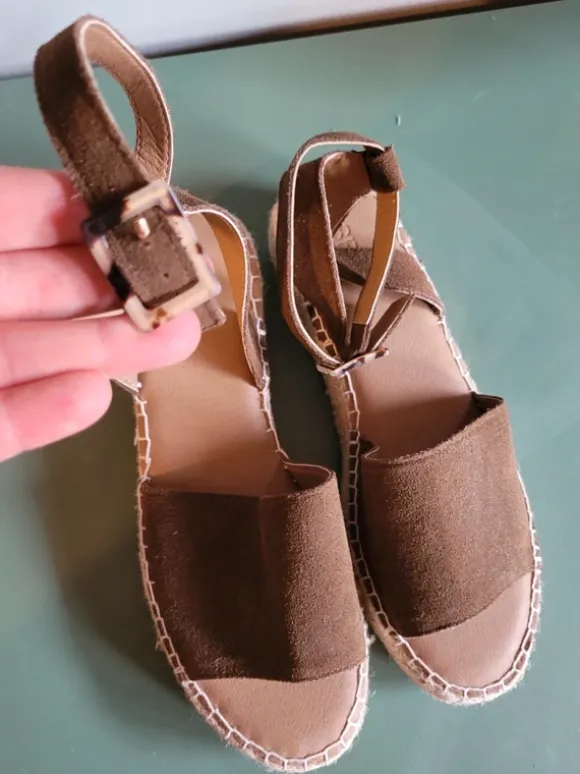 Braune Leder Sandalen Esprit Espadrilles