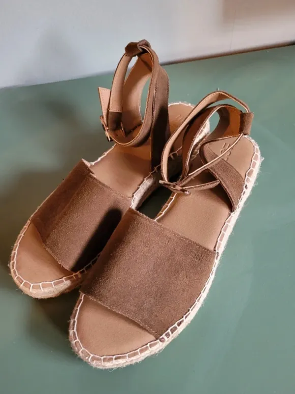 Braune Leder Sandalen Esprit Espadrilles