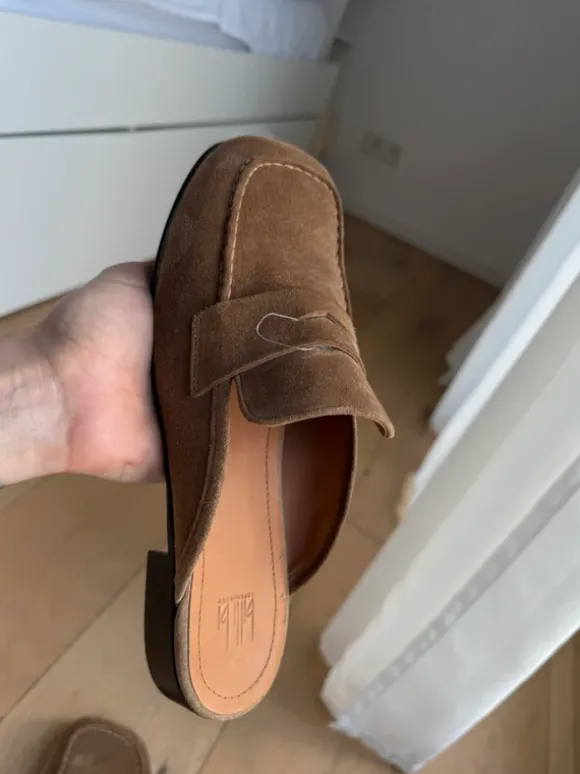 Brown Suede Leather Loafers | Minimal Chic | Size 41