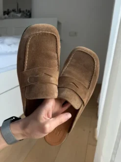 Brown Suede Leather Loafers | Minimal Chic | Size 41