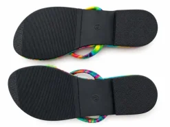 Bunte Sommer-Flip-Flops mit Pompons