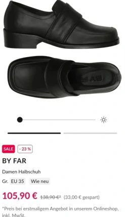 By Far Cyril Black Nappa Schuhe Leder große 39