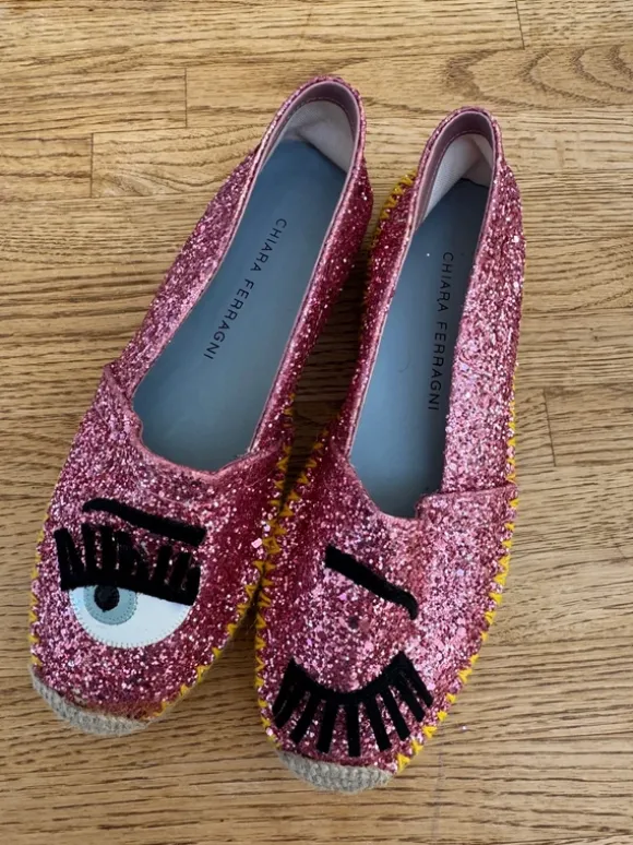 Chiara Ferragni Espadrilles neuwertig Pink mit Pailletten Größe 38
