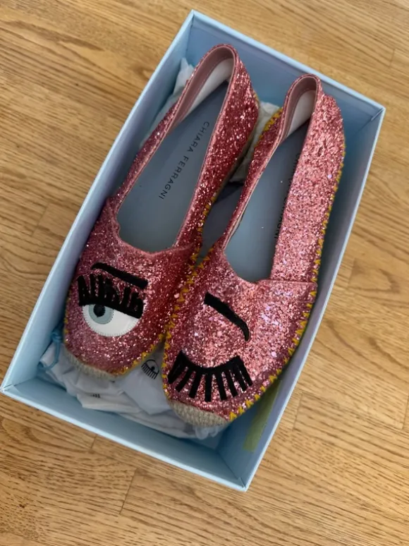 Chiara Ferragni Espadrilles neuwertig Pink mit Pailletten Größe 38