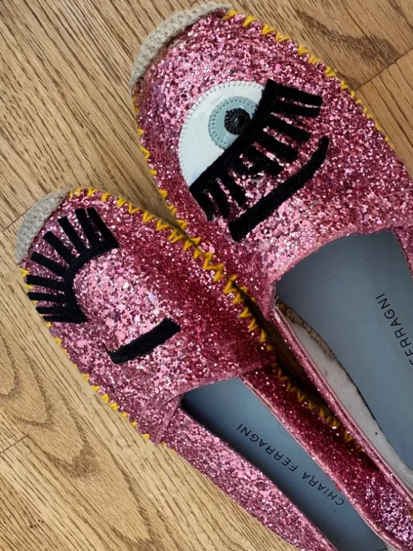 Chiara Ferragni Espadrilles neuwertig Pink mit Pailletten Größe 38