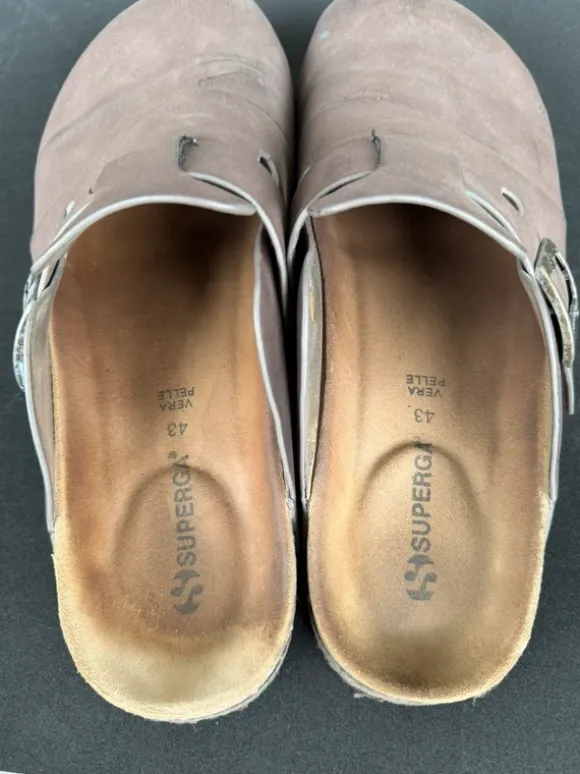 Ciabatte Sabot Superga in pelle marrone – taglia 43