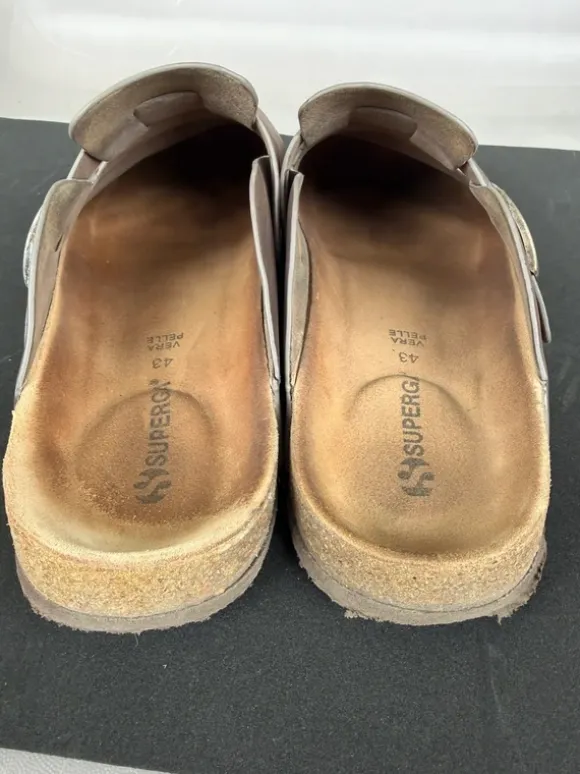 Ciabatte Sabot Superga in pelle marrone – taglia 43