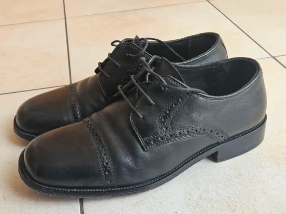City Shoes Leder-Halbschuhe Gr. 41 Schwarz