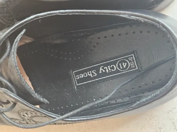 City Shoes Leder-Halbschuhe Gr. 41 Schwarz