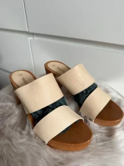 Clogs Pantoletten Leder beige Gr. 38 neu
