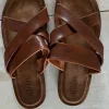 Cognac leren sandalen/slippers