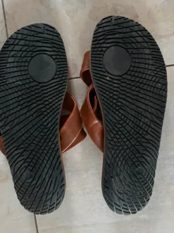 Cognac leren sandalen/slippers
