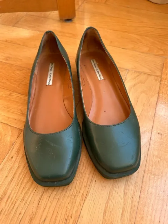 Coole Leder Ballerinas grün