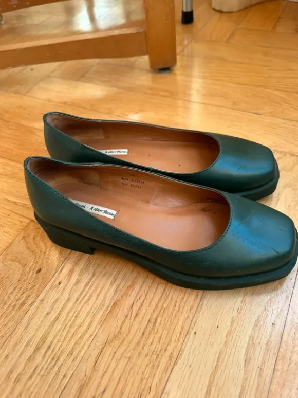 Coole Leder Ballerinas grün