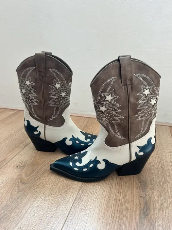 Cowboy laarzen in beige met sterren