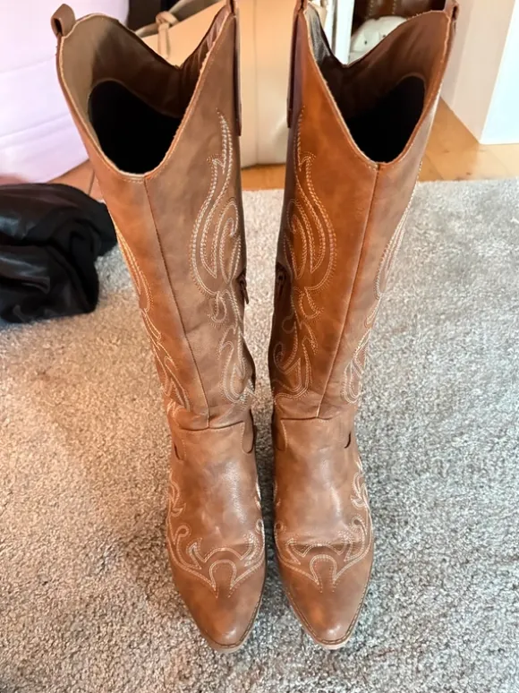 Cowboy Stiefel Boots Leder Optik braun
