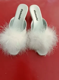Diamante Pantofola Sposa Aperta con Marabù 36 Made in Italy