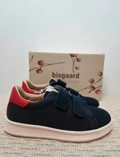 Donkerblauwe leren sneakers met klittenband van Bisgaard, maat 33