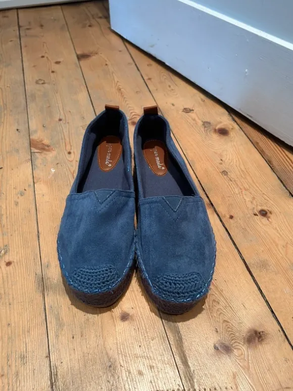 Dunkelblaue Espadrilles / Slipper in Wildleder-Optik 🌙
