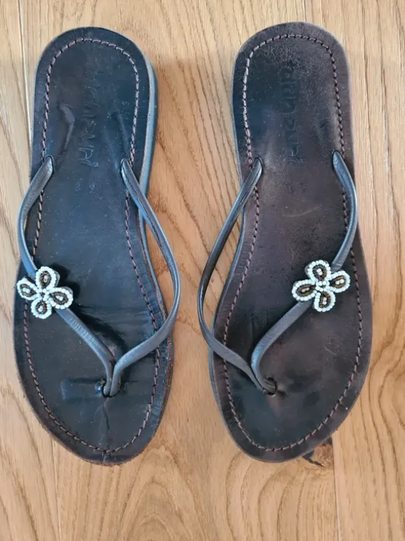 Echtleder Sandalen / Flip Flops, Gr. 37