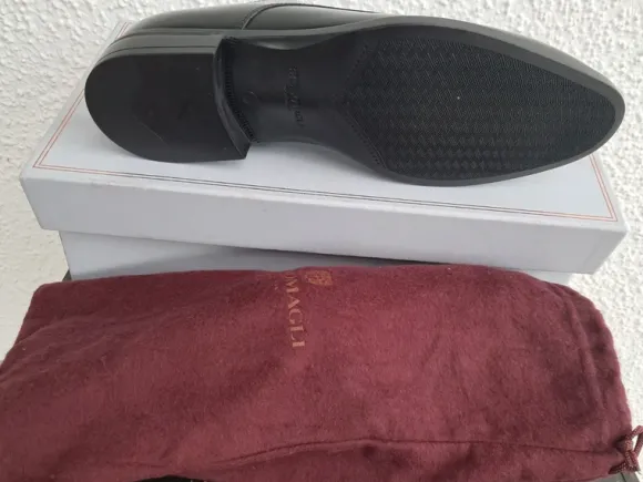 Elegante Anzug Schuhe von Bruno Magli Gr 9/ 42,5 schwarz Designer Leder besondere Anlässe