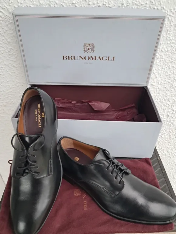Elegante Anzug Schuhe von Bruno Magli Gr 9/ 42,5 schwarz Designer Leder besondere Anlässe