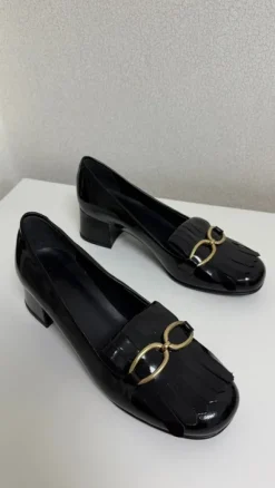Elegante Damen Pumps / Loafer - Schwarz Lackoptik