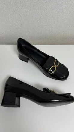 Elegante Damen Pumps / Loafer - Schwarz Lackoptik