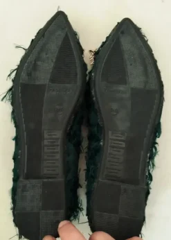 Elegante grüne Ballerinas mit Strass-Schnalle Gr. 38