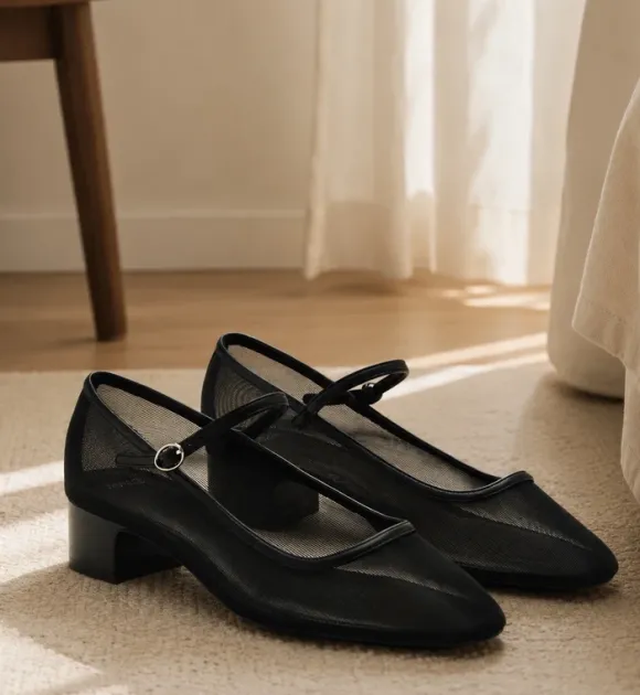 Elegante Mesh-Schuhe mit Schnallenriemen