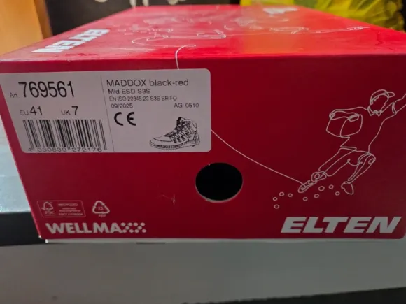 ELTEN Sicherheitsschnürstiefel MADDOX black-red Mid ESD S3S